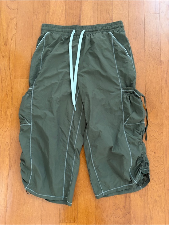 FP Movement by Free People Pants - Fp movement Grassroot Seagrass Olive Green Cargo Swim Shorts with Drawstring